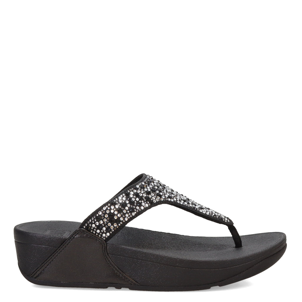 Women's FitFlop Lulu Crystal Mix Toe Post Sandal BLACK JL2-090