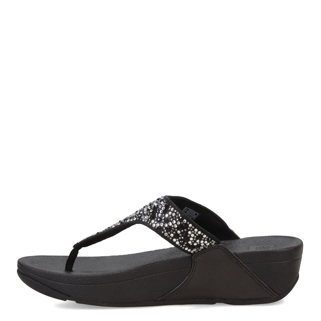 Women's FitFlop Lulu Crystal Mix Toe Post Sandal BLACK JL2-090