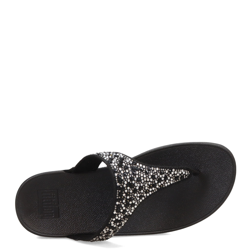 Women's FitFlop Lulu Crystal Mix Toe Post Sandal BLACK JL2-090