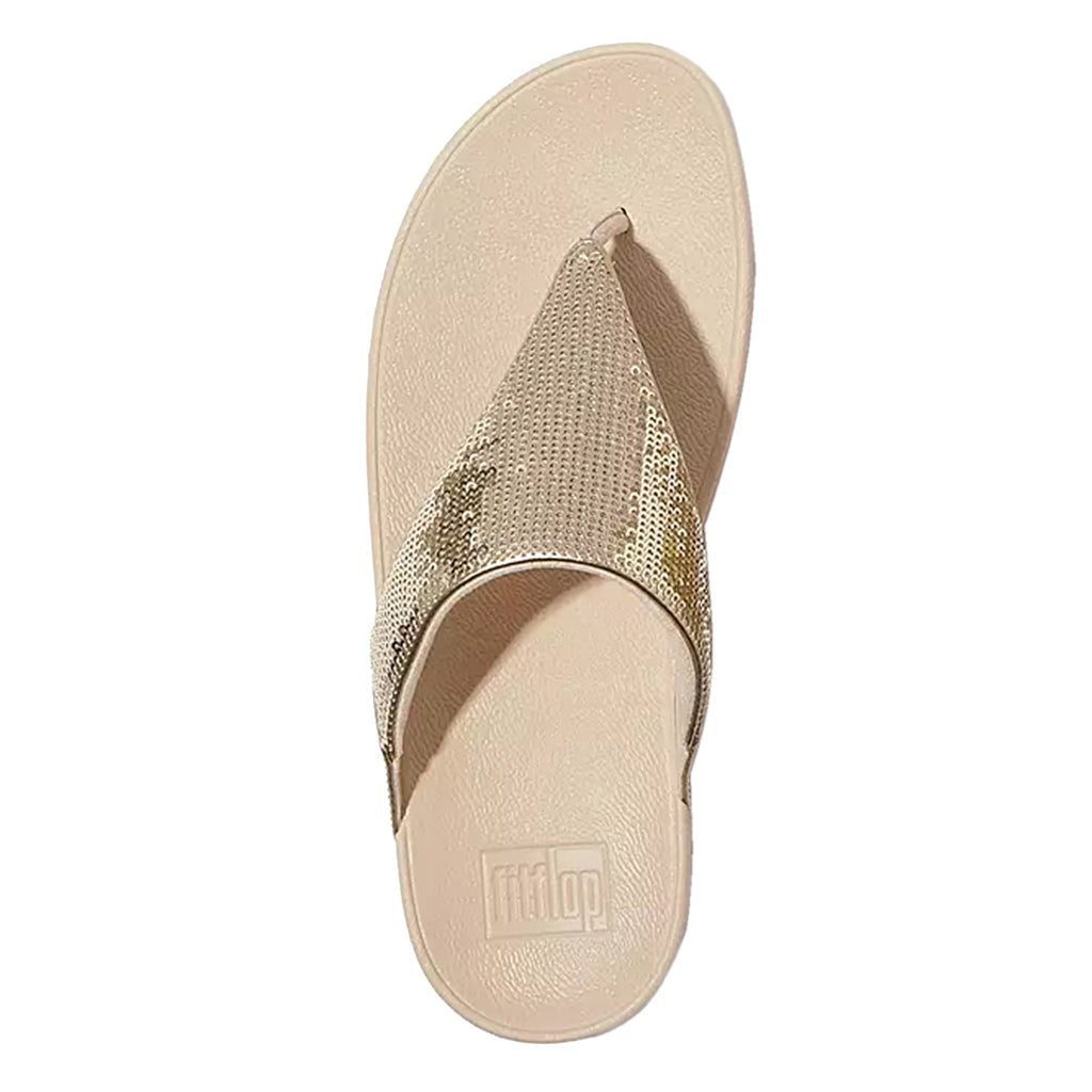 Women's FitFlop Lulu Sequin Thong Sandal PLATINO JL5-675