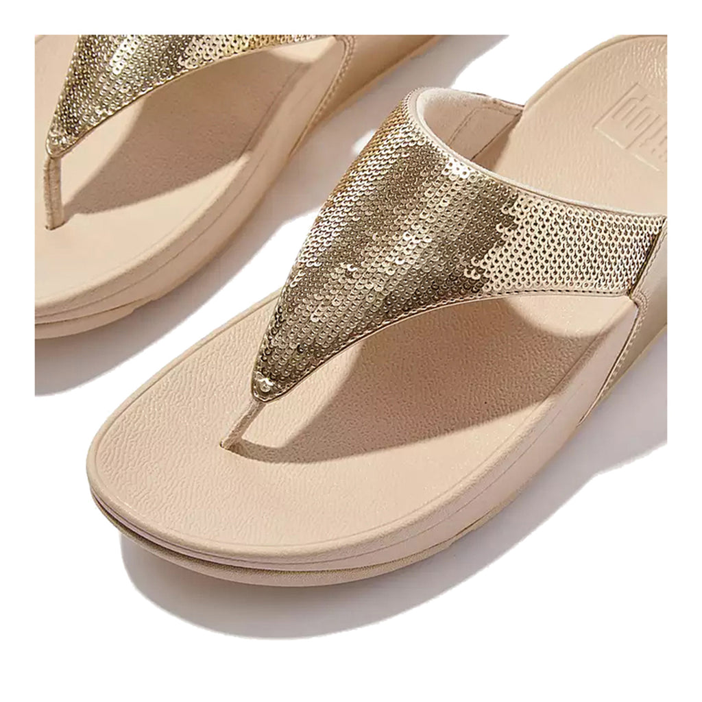 Women's FitFlop Lulu Sequin Thong Sandal PLATINO JL5-675
