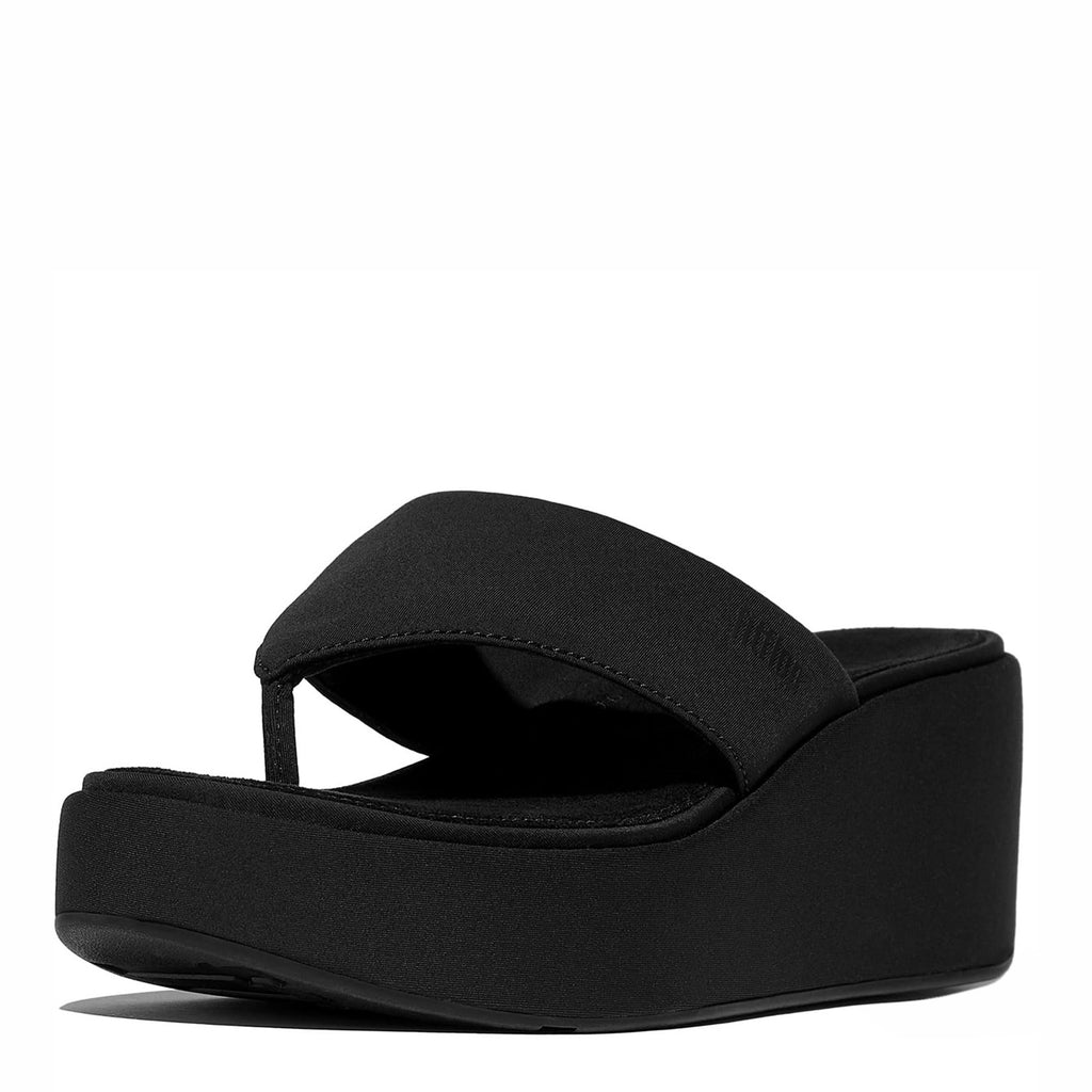 Women's FitFlop PlatFForms Wedge Toe-Post Sandal ALL BLACK JL6-090