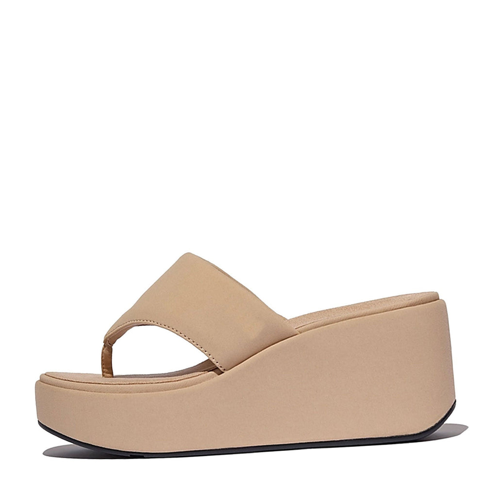 Women's FitFlop PlatFForms Wedge Toe-Post Sandal CLASSIC BEIGE JL6-B41