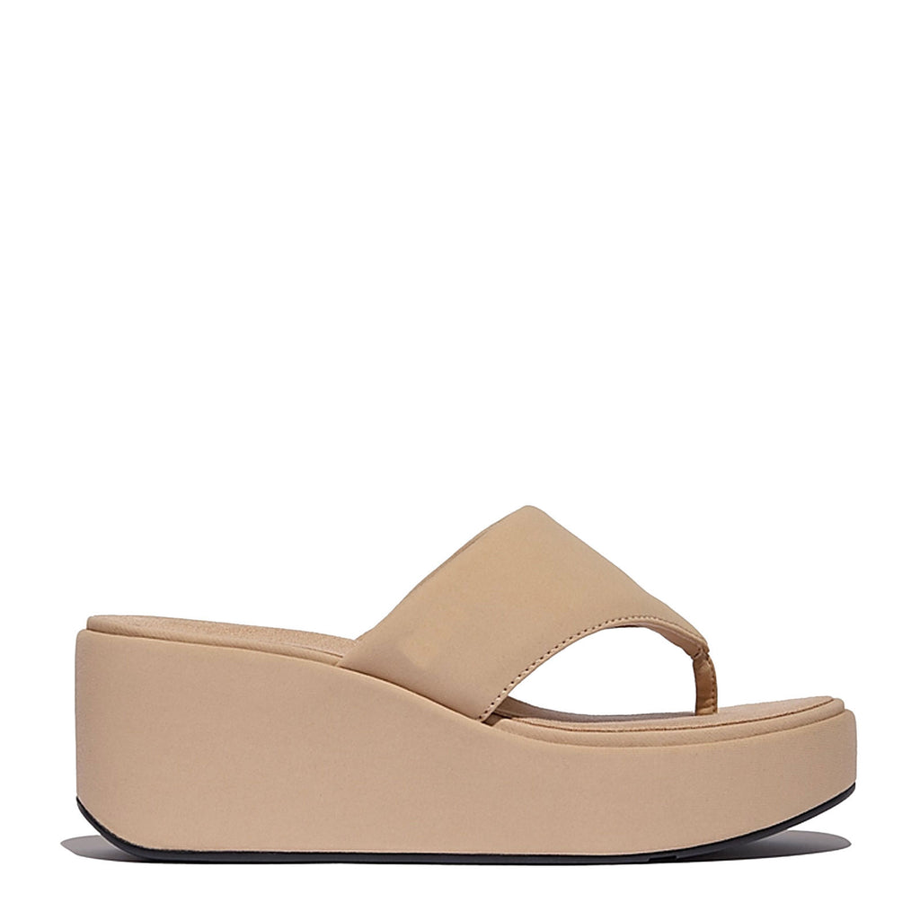 Women's FitFlop PlatFForms Wedge Toe-Post Sandal CLASSIC BEIGE JL6-B41