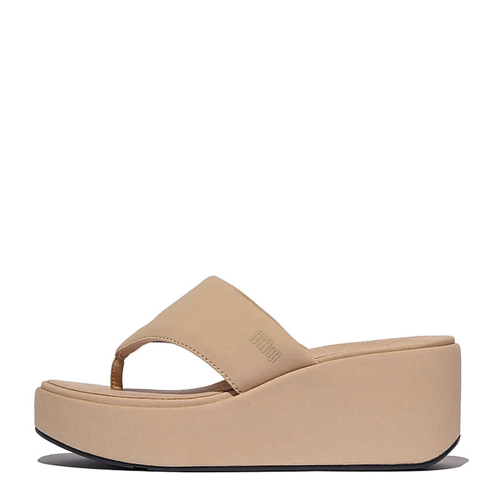 Women's FitFlop PlatFForms Wedge Toe-Post Sandal CLASSIC BEIGE JL6-B41