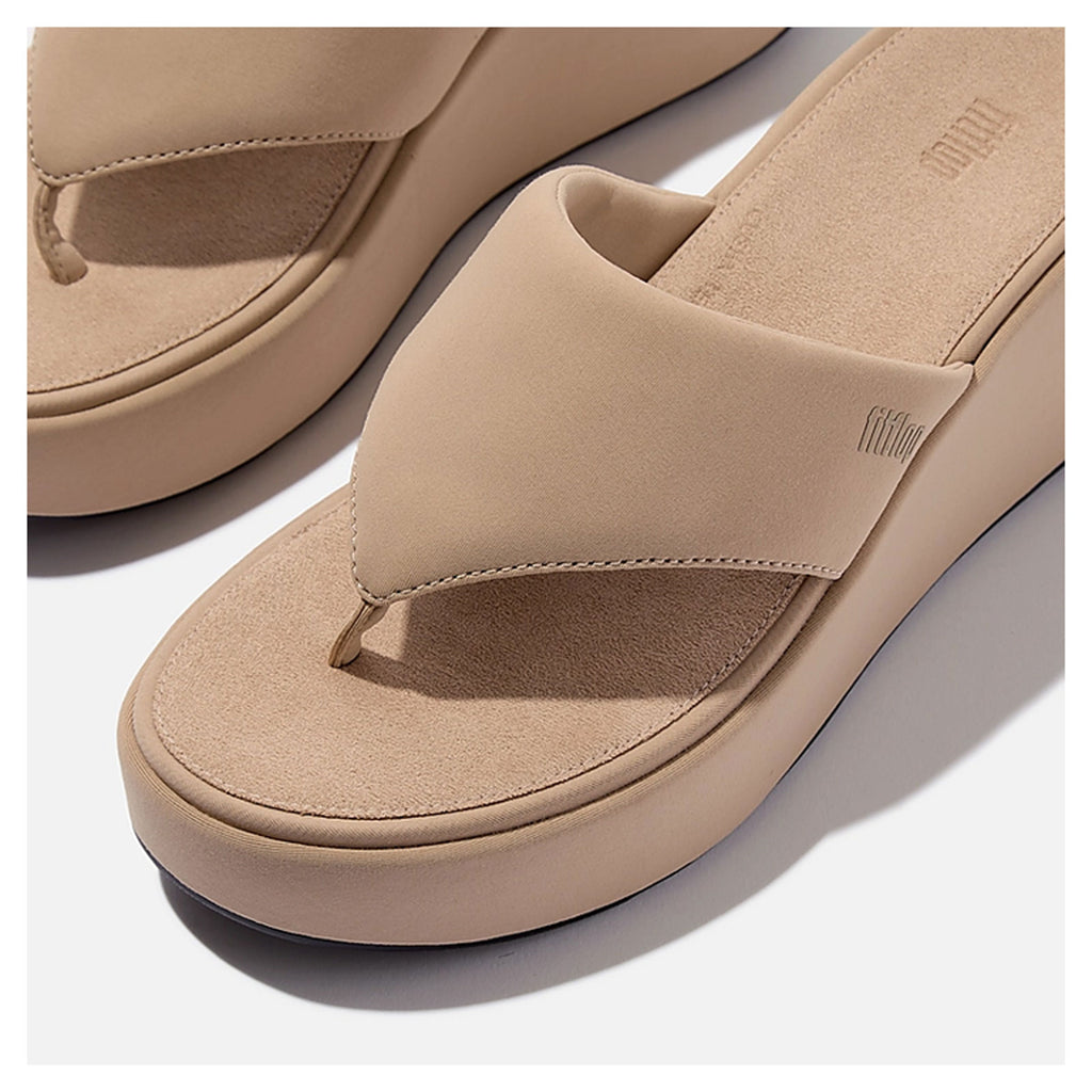 Women's FitFlop PlatFForms Wedge Toe-Post Sandal CLASSIC BEIGE JL6-B41