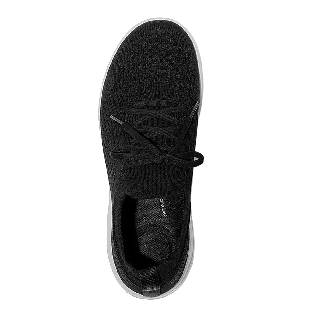 Women's FitFlop SUPER-Q Knit Slip-On Laced Sneaker BLACK  WHITE JM1-001