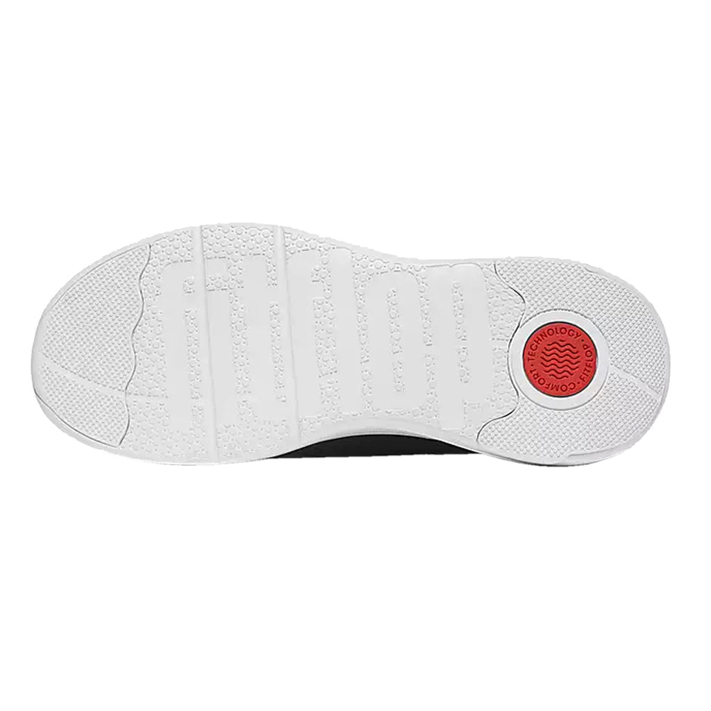 Women's FitFlop SUPER-Q Knit Slip-On Laced Sneaker BLACK  WHITE JM1-001