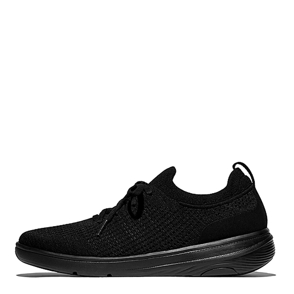Women's FitFlop SUPER-Q Knit Slip-On Laced Sneaker ALL BLACK JM1-090