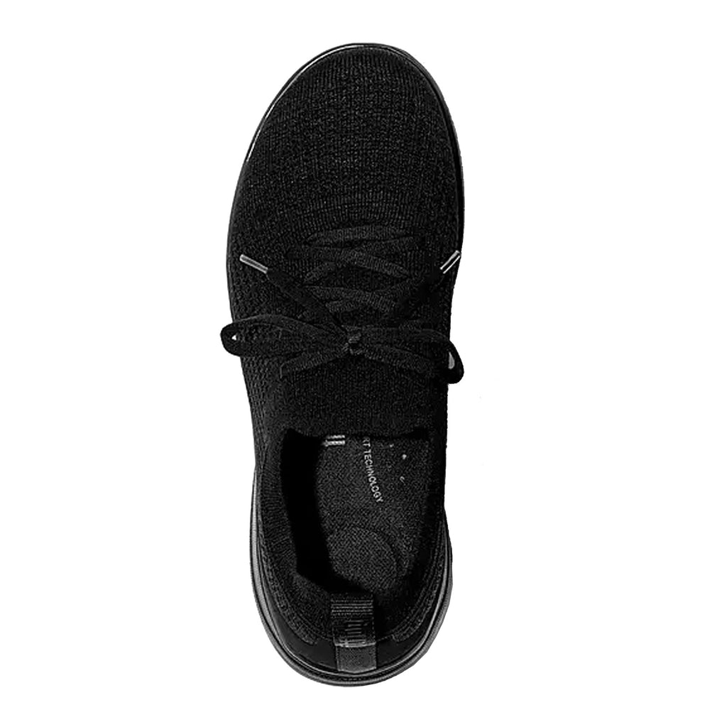 Women's FitFlop SUPER-Q Knit Slip-On Laced Sneaker ALL BLACK JM1-090