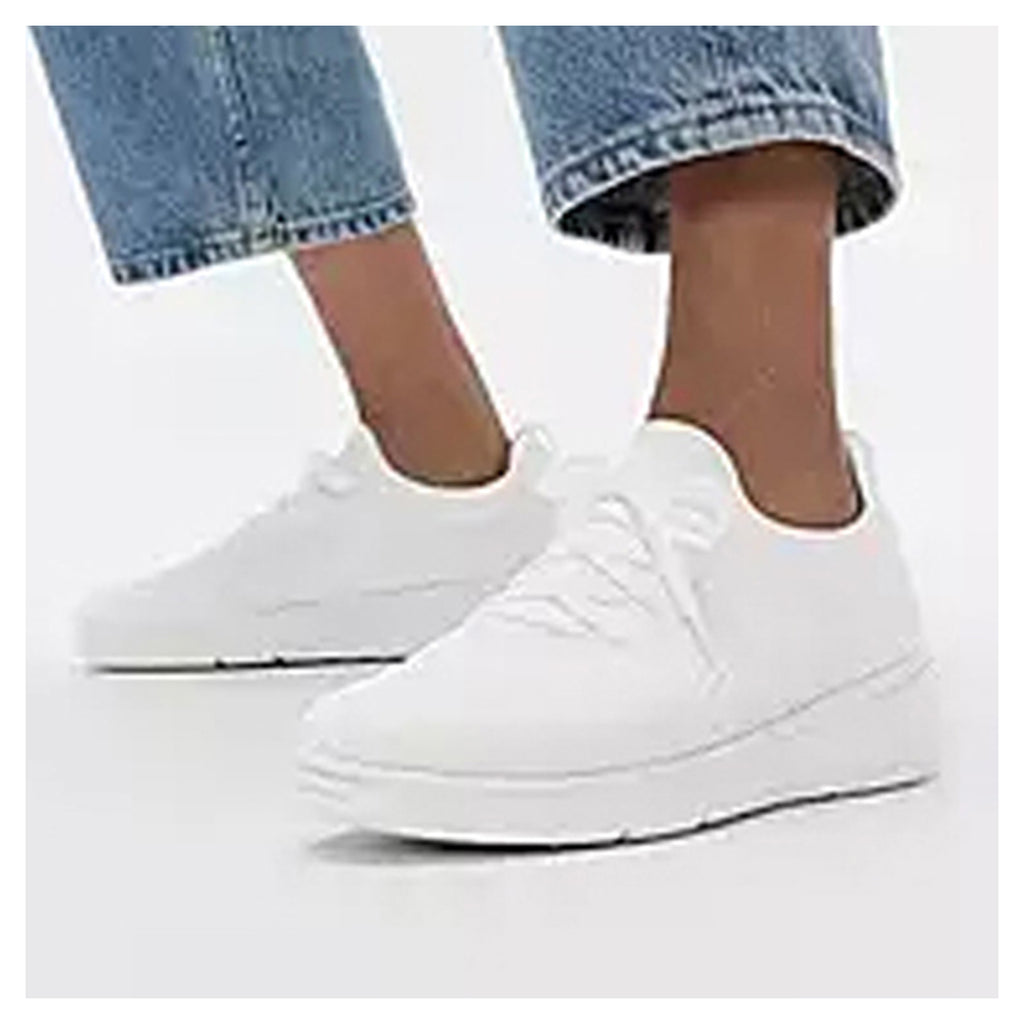 Women's FitFlop SUPER-Q Knit Slip-On Laced Sneaker URBAN WHITE JM1-194