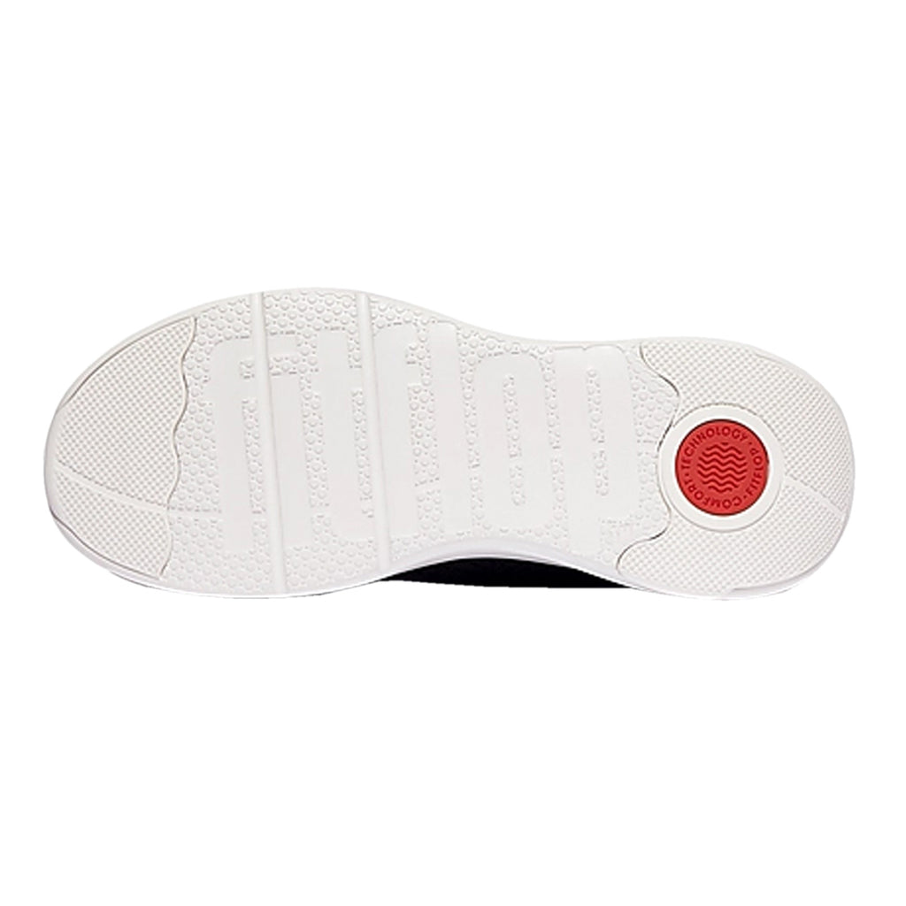 Women's FitFlop SUPER-Q Knit Slip-On Sneaker BLACK  WHITE JM2-001