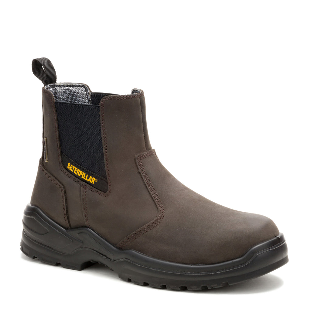 Men's Caterpillar Striver Chelsea Waterproof Steel Toe Work Boot BROWN P91758