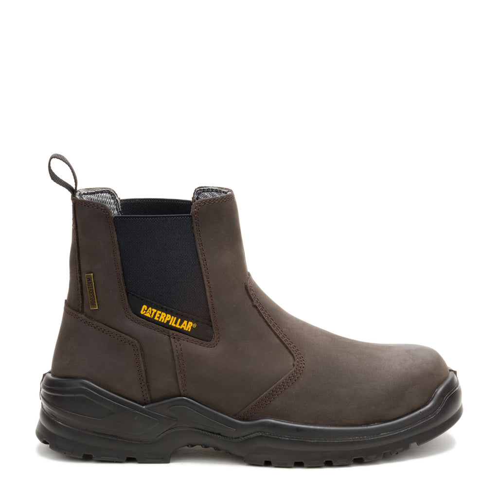 Men's Caterpillar Striver Chelsea Waterproof Steel Toe Work Boot BROWN P91758