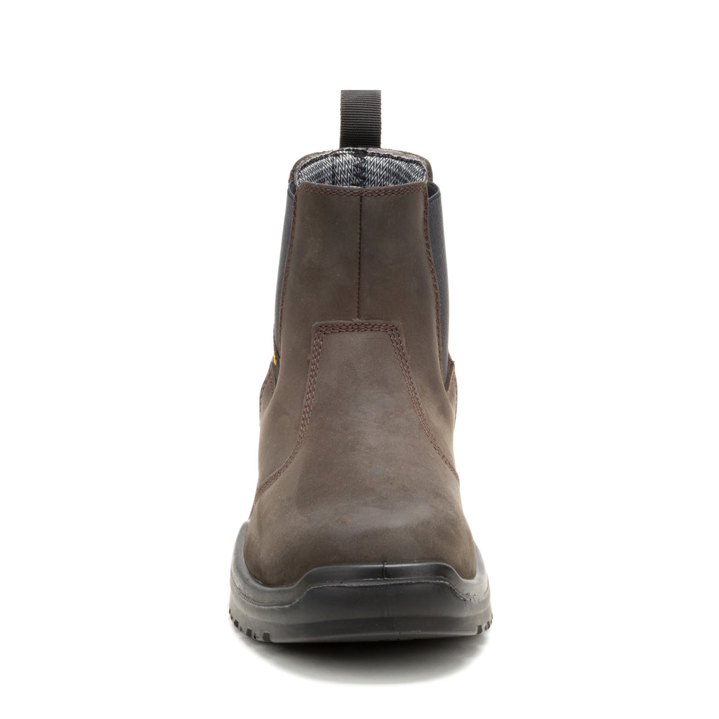 Men's Caterpillar Striver Chelsea Waterproof Steel Toe Work Boot BROWN P91758