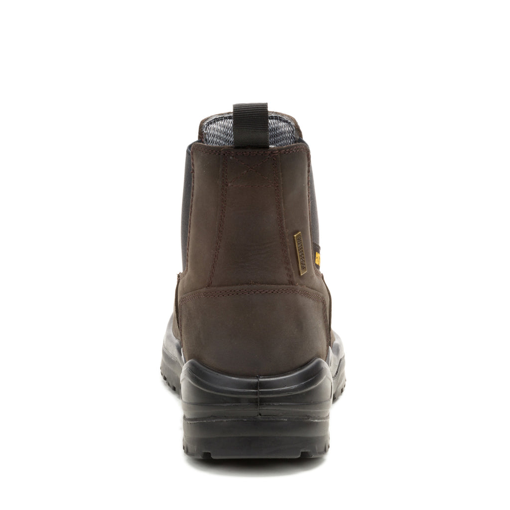 Men's Caterpillar Striver Chelsea Waterproof Steel Toe Work Boot BROWN P91758