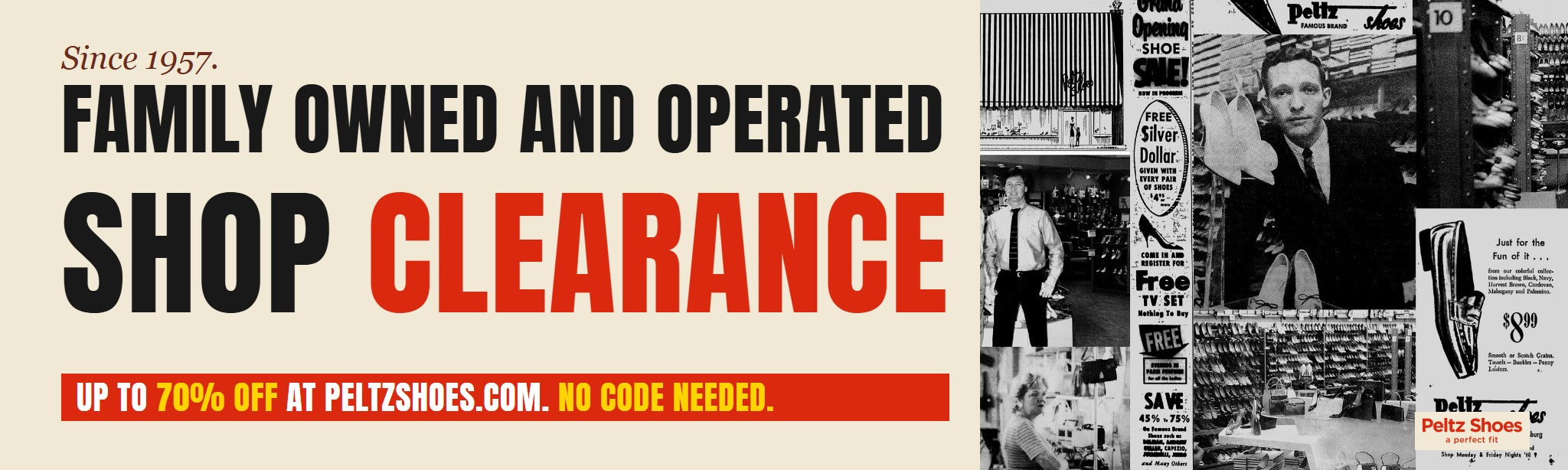 Peltz Shoes ads and photos from the 1950s and 1960s. Family owned and operated since 1957. Shop clearance.