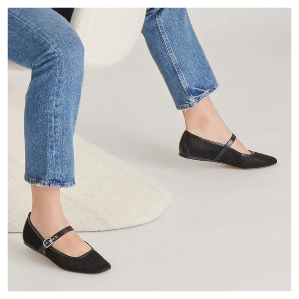Women's Dolce Vita Rodini Flat BLACK RODINIMESH-BLK