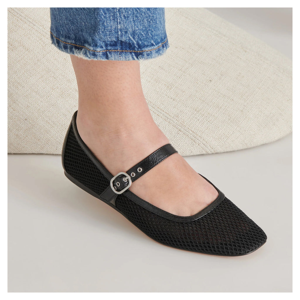 Women's Dolce Vita Rodini Flat BLACK RODINIMESH-BLK