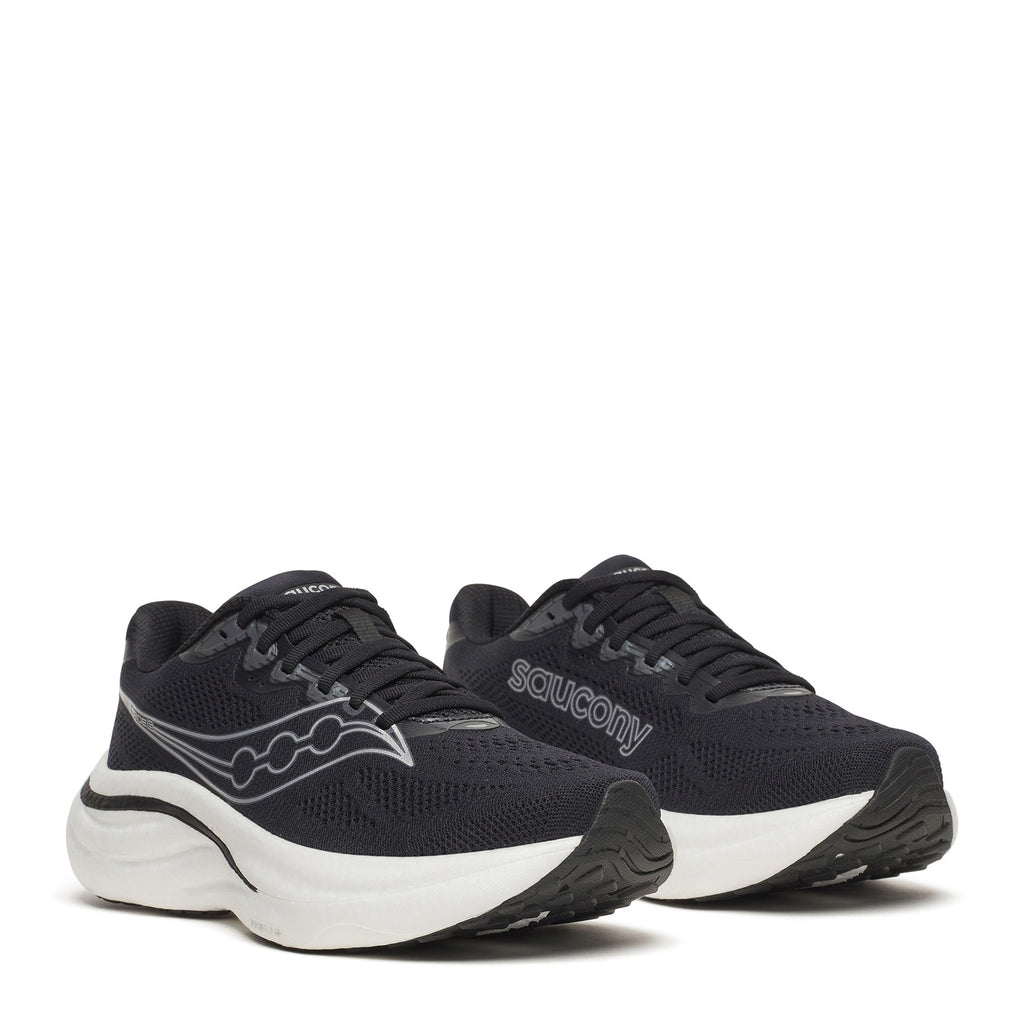 Women's Saucony Ride 19 Running Shoe - Wide Width BLACK / SILVER S11056-100