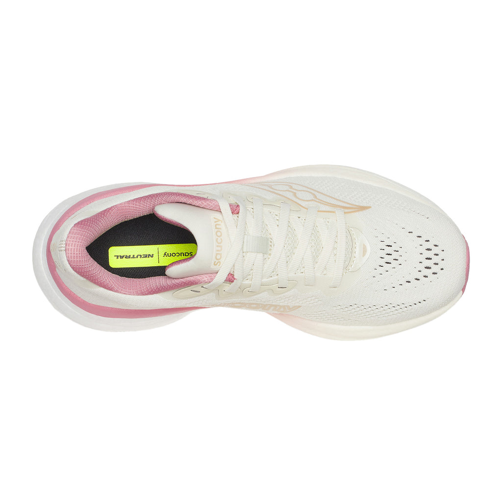 Women's Saucony Ride 19 Running Shoe - Wide Width VANILLA / MAUVE S11056-142