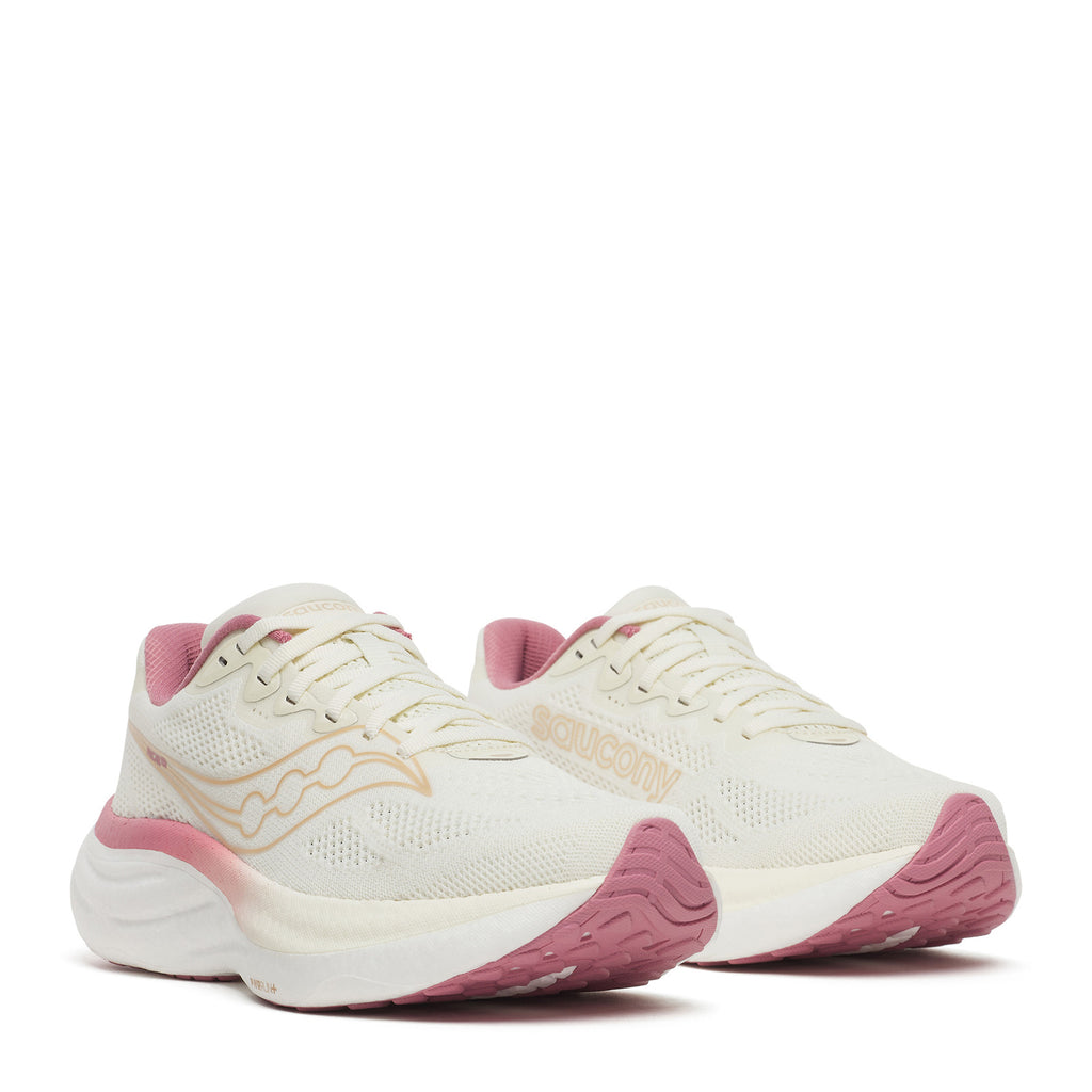 Women's Saucony Ride 19 Running Shoe - Wide Width VANILLA / MAUVE S11056-142
