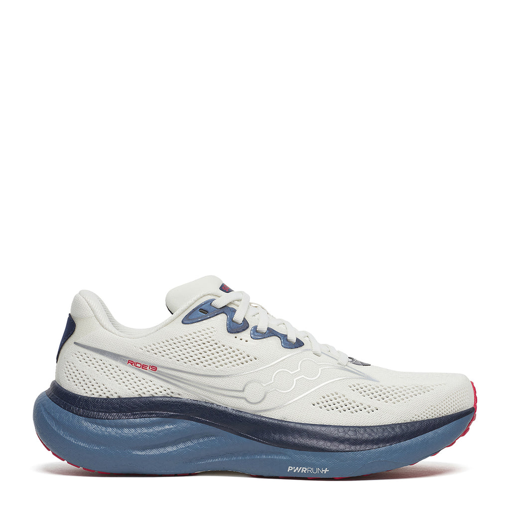 Men's Saucony Ride 19 Running Shoe - Wide Width IVORY / STORM S21056-146