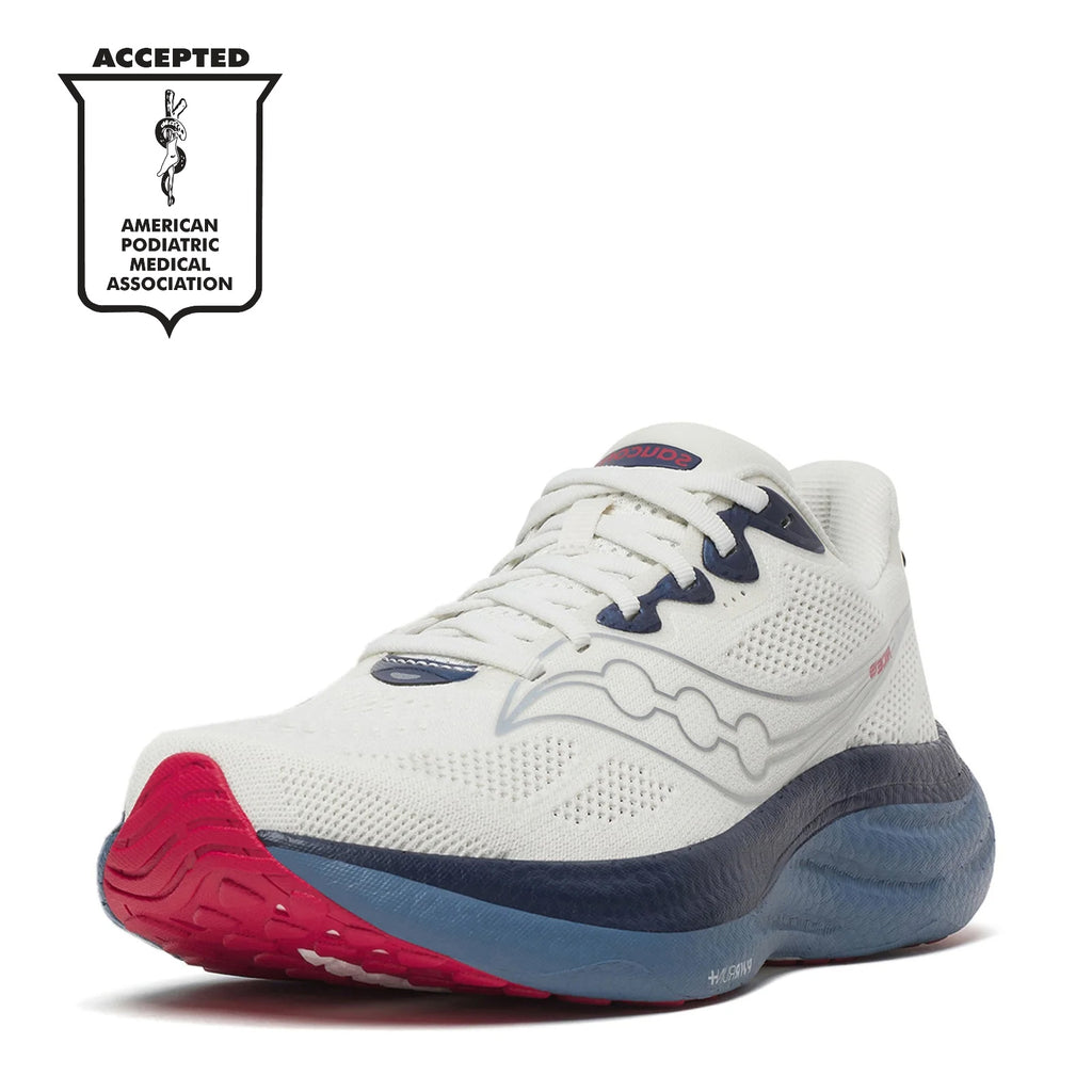 Men's Saucony Ride 19 Running Shoe - Wide Width IVORY / STORM S21056-146