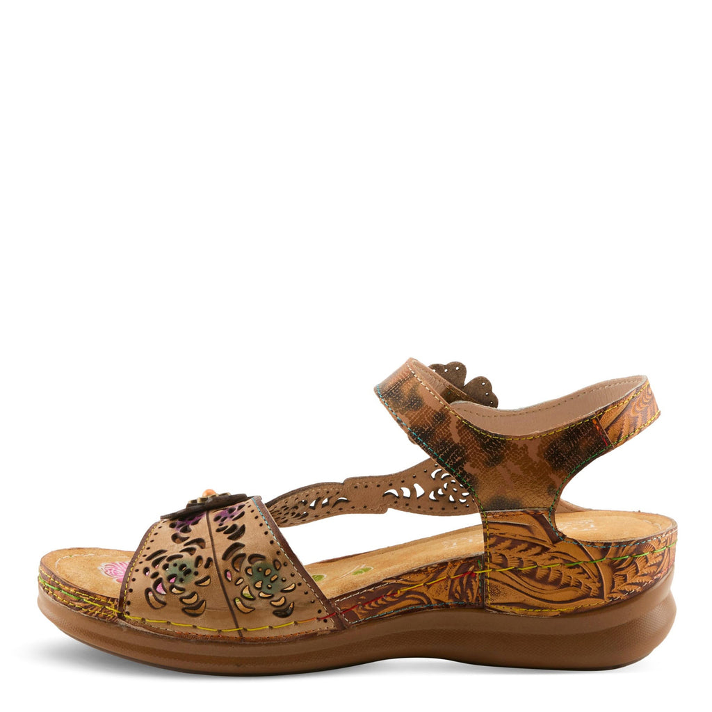 Women's L'Artiste By Spring Step Script Sandal TAN MULTI SCRIPT-TNM