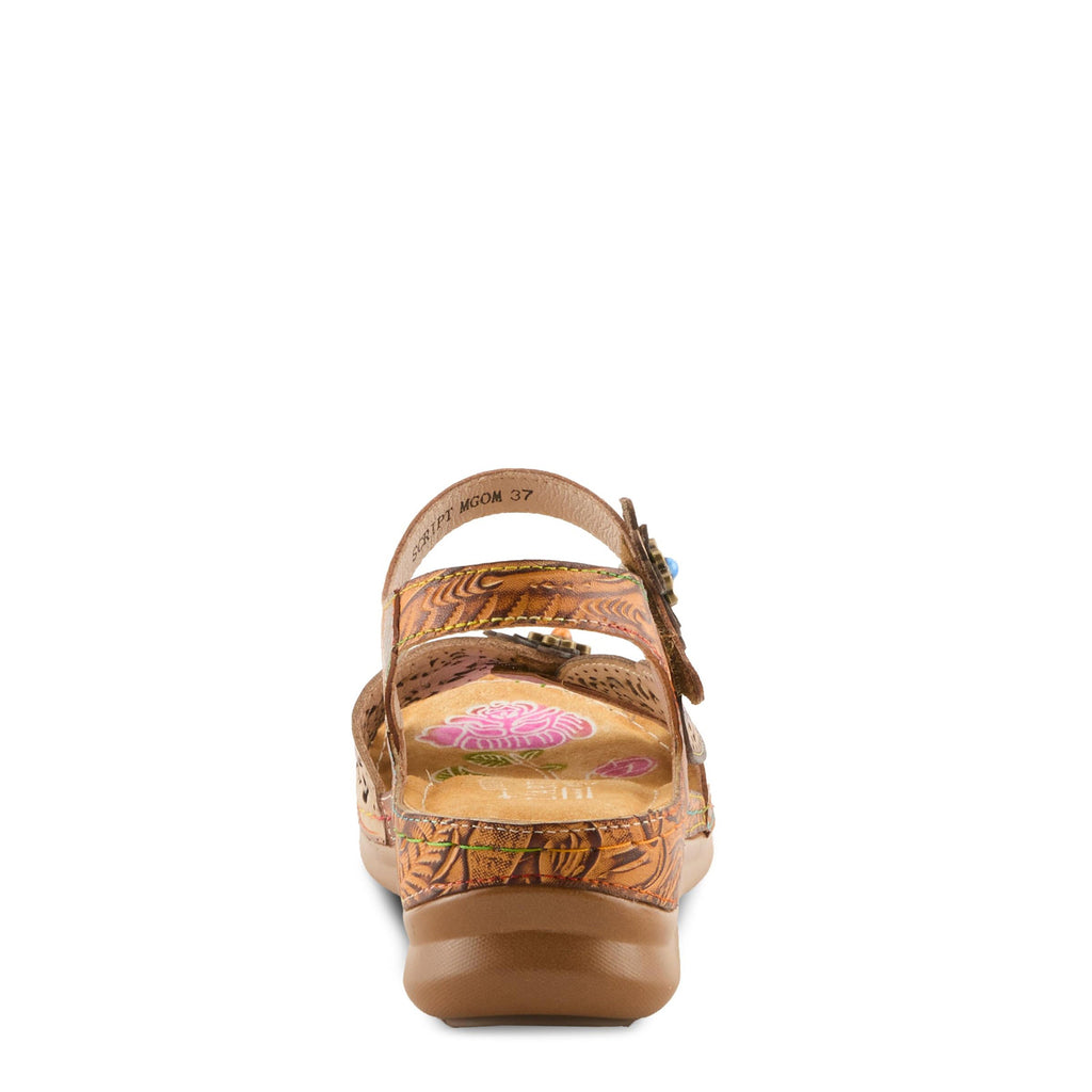 Women's L'Artiste By Spring Step Script Sandal TAN MULTI SCRIPT-TNM