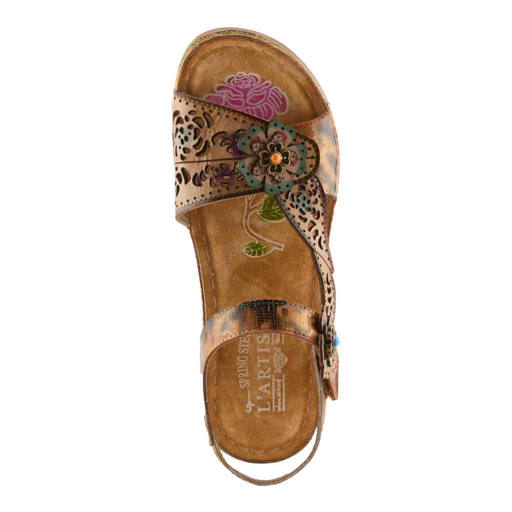 Women's L'Artiste By Spring Step Script Sandal TAN MULTI SCRIPT-TNM