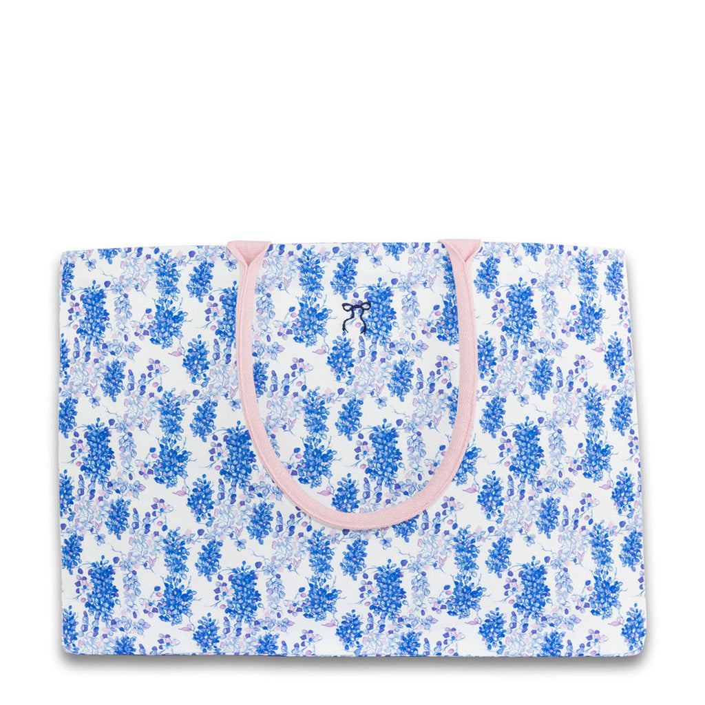 Simply Southern Extra Large Canvas Tote Bag WHITE BLUE SEA-FLRVN