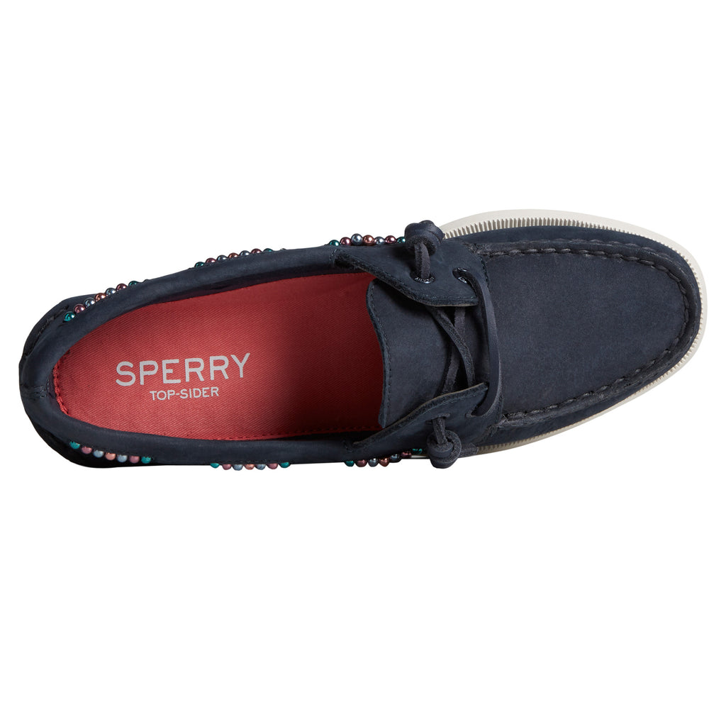 Women's Sperry Authentic Original 2-Eye Beaded Boat Shoe NAVY STS88371