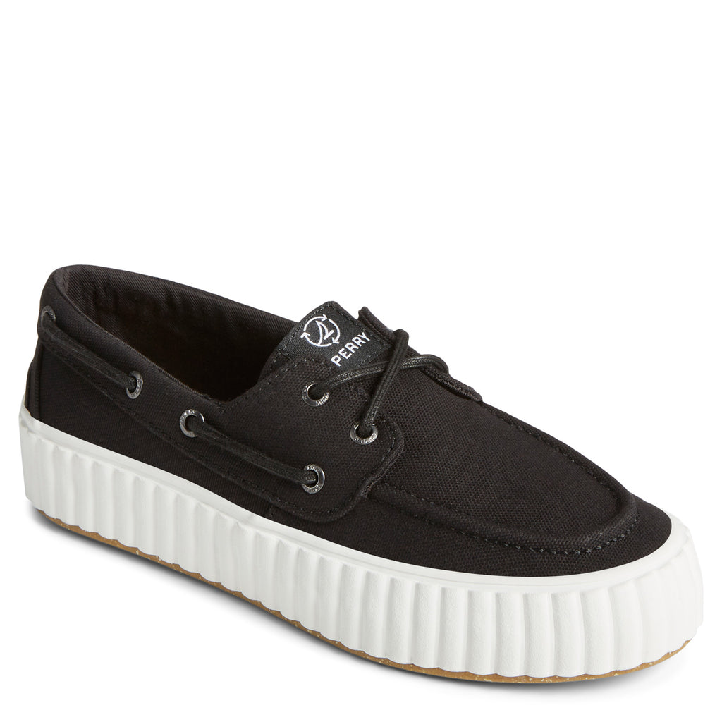 Women's Sperry Pier Wave Boat Platform Sneaker BLACK STS88789