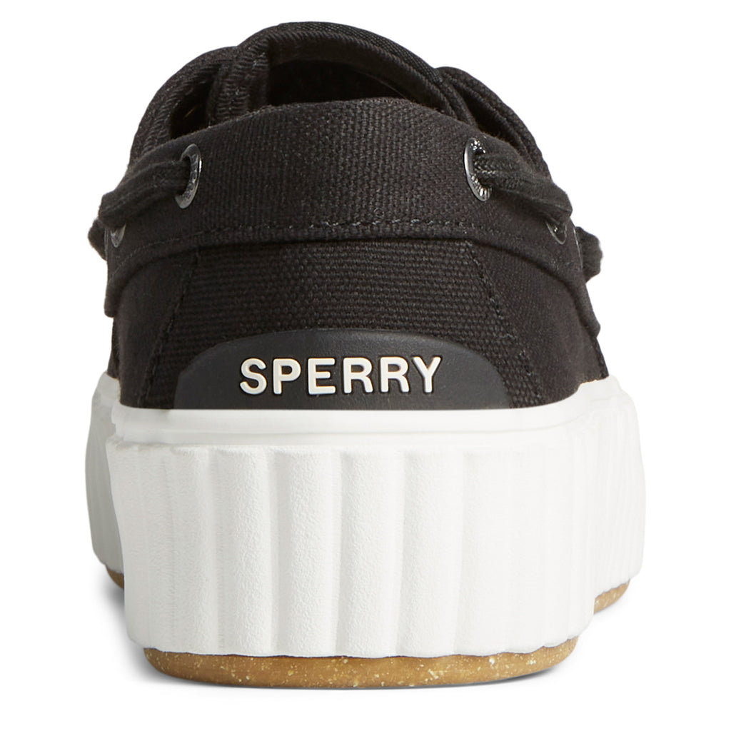 Women's Sperry Pier Wave Boat Platform Sneaker BLACK STS88789