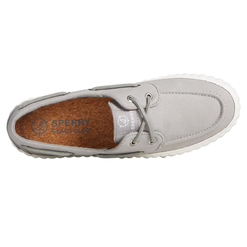 Women's Sperry Pier Wave Boat Platform Sneaker GREY STS88790