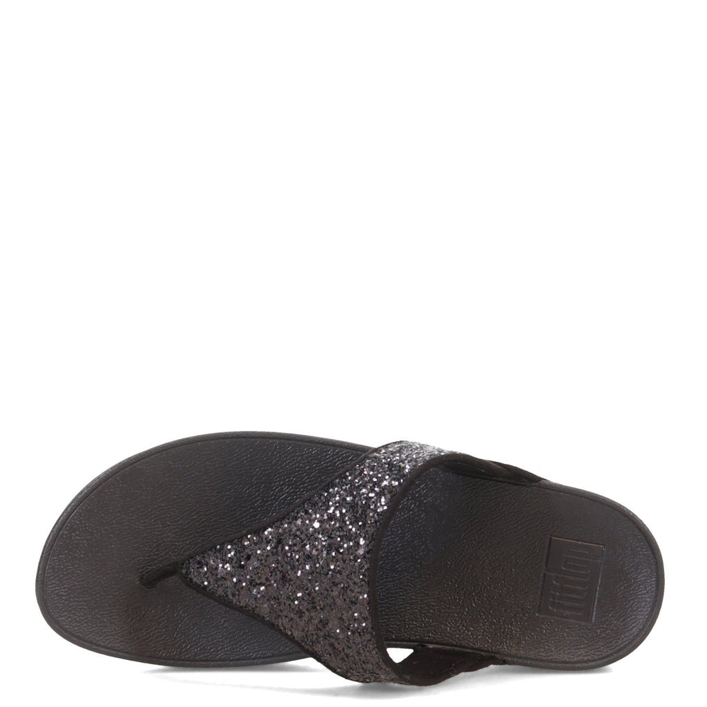 Women's FitFlop Lulu Glitter Thong Sandal BLACK GLITTER X03-339